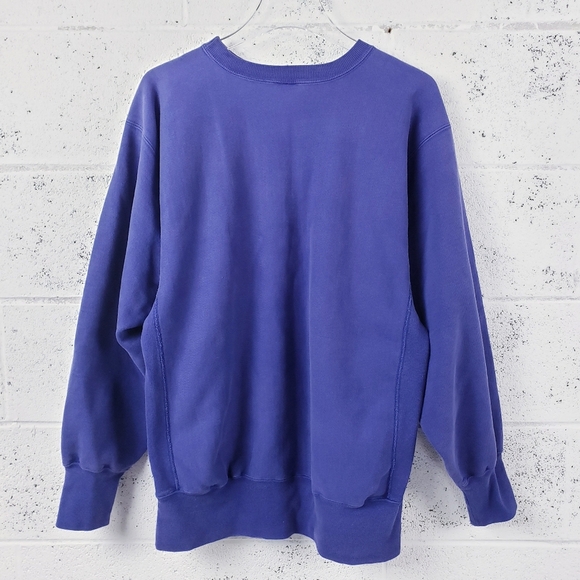 Vintage 90s Champion Reverse Weave Sweatshirt Crewneck Size L Blue Purple - Picture 2 of 8